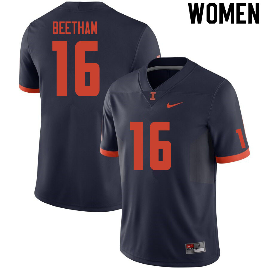 Women #16 Josh Beetham Illinois Fighting Illini College Football Jerseys Sale-Navy
